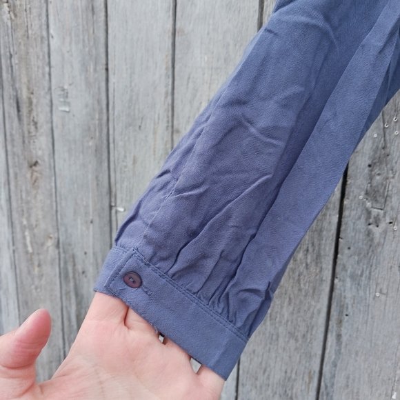 Free People Sz Small Wild Wing Blue Lace Button Front Tunic Blouse Womens - Picture 7 of 7